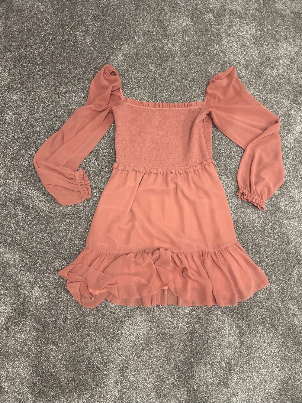 Wilfred Peachy Rust Off-Shoulder Ruffle Mini Dress